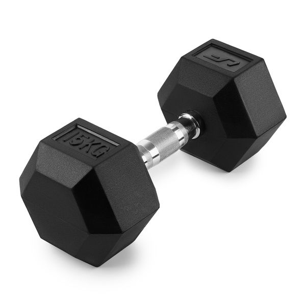 Haltère HEX en fonte avec revêtement en caoutchouc 15 kg - UpForm