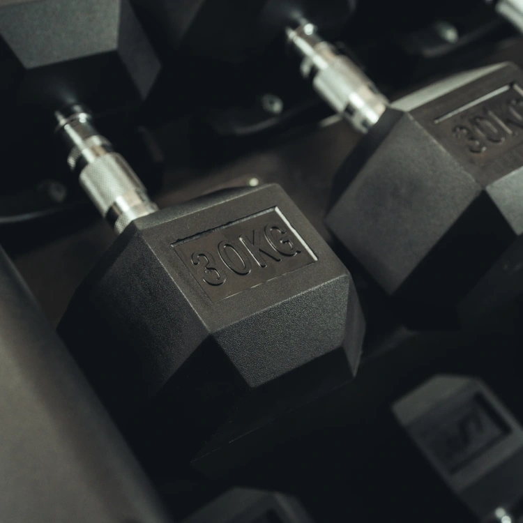 Haltère HEX en fonte avec revêtement en caoutchouc HEX 30 kg - UpForm